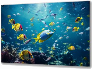 Szklany obraz Ryby pod wodą Ocean Rafa koralowa
