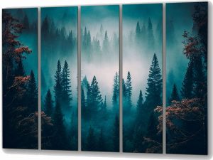 Szklany obraz Sosnowy las w górach Mgła Natura - obrazek 3
