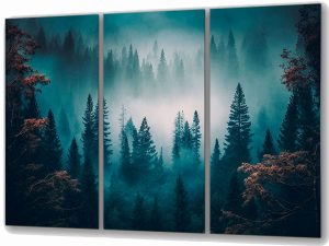 Szklany obraz Sosnowy las w górach Mgła Natura - obrazek 2