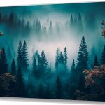 Szklany obraz Sosnowy las w górach Mgła Natura
