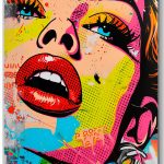Szklany obraz Kobieta Pop Art Usta Komiks Retro