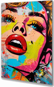Szklany obraz Kobieta Pop Art Usta Komiks Retro