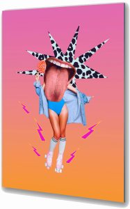 Szklany obraz Kolaż Pop Art Retro Wrotki Komiks