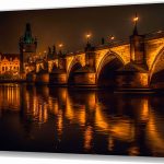 Szklany obraz Miasto nocą Most Rzeka Światła