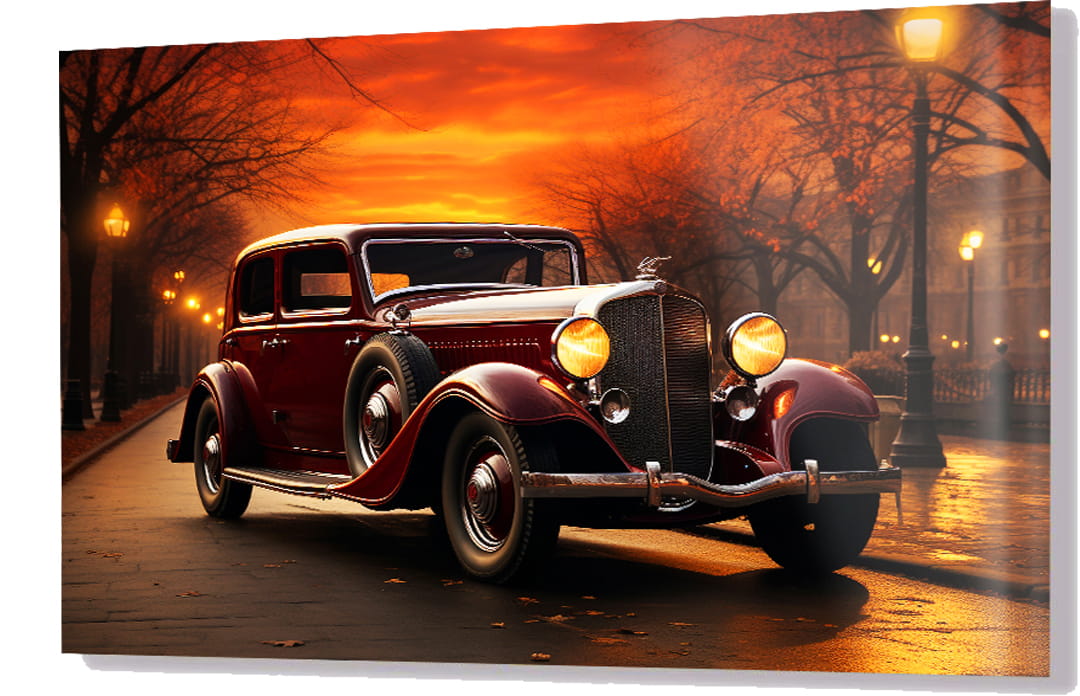 10970 Szklany obraz Vintage Car Stary samochód Auto - obrazek 1