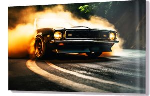 Szklany obraz Szybki samochód Auto Retro Dym