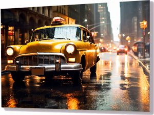Szklany obraz Taxi Żółte taksówki Nowy Jork