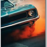 Szklany obraz Drift Dym Samochód Auto Retro