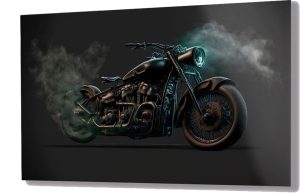 Szklany obraz Czarny motor Tatoo Barber For man