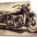 Szklany obraz Motocykl Motor Vintage Barber
