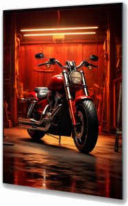 Szklany obraz Czerwony motocykl w garażu Motor