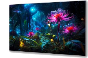 Szklany obraz Magiczny las Rośliny Noc Gwiazdy
