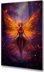 Szklany obraz Kobieta Motyl Ważka Elf Fantasy
