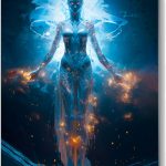 Szklany obraz Kobieta Fantasy Złoty pył Magia