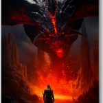 Szklany obraz Wojownik Ogień Fantasy Kraina zła