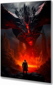 Szklany obraz Wojownik Ogień Fantasy Kraina zła