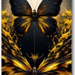 Szklany obraz Motyl czarny Złoto