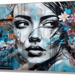Szklany obraz Graffiti Twarz kobieta Street Art