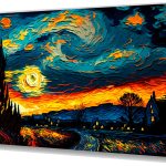 Szklany obraz Witraż Gwieździsta noc Zachód
