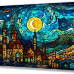 Szklany obraz Witraż Niebo Noc Księżyc Kościół