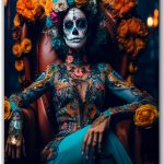 Szklany obraz Santa Muerte Śmierć Czaszka Tatoo
