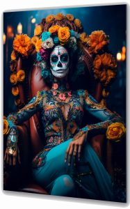 Szklany obraz Santa Muerte Śmierć Czaszka Tatoo