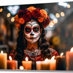 Szklany obraz Santa Muerte Świece Śmierć