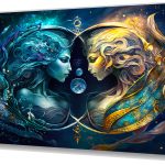 Szklany obraz Znaki Zodiaku Bliźnięta Gemini Ona