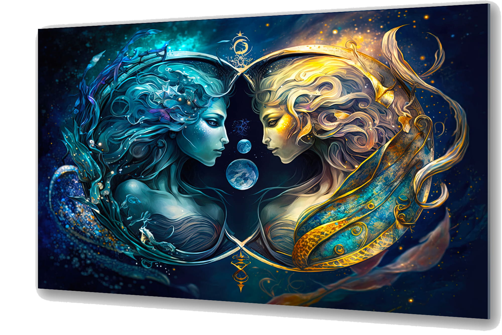 11127 Szklany obraz Znaki Zodiaku Bliźnięta Gemini Ona - obrazek 1