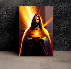 Szklany obraz Jezus z gwiazdą w rękach - obrazek 5