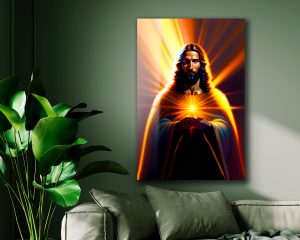 Szklany obraz Jezus z gwiazdą w rękach - obrazek 6