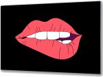 Szklany obraz Czerwone usta Pop Art Czarne tło