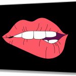 Szklany obraz Czerwone usta Pop Art Czarne tło