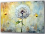 Szklany obraz Dmuchawce Kwiaty Pastel