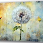 Szklany obraz Dmuchawce Kwiaty Pastel