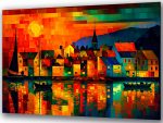 Szklany obraz Miasto Abstrakcja Noc
