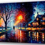 Szklany obraz Noc Miasto Sztuka Kolor