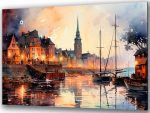 Szklany obraz Miasto Statek Port