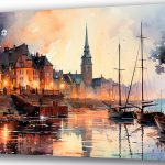 Szklany obraz Miasto Statek Port