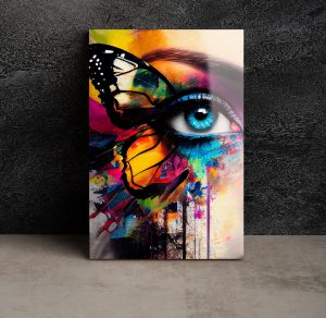 Szklany obraz Kolorowy motyl Twarz Make Up - obrazek 3