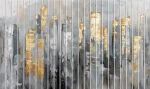 Szklane lamele Abstrakcyjna panorama w złocie i szarości - obrazek 3
