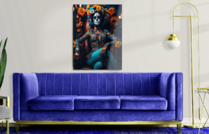 Szklany obraz Santa Muerte Śmierć Czaszka Tatoo - obrazek 3