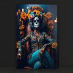 Szklany obraz Santa Muerte Śmierć Czaszka Tatoo - obrazek 2