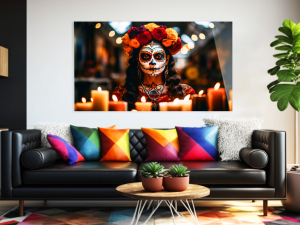 Szklany obraz Santa Muerte Świece Śmierć - obrazek 3