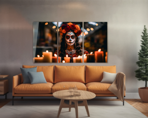 Szklany obraz Santa Muerte Świece Śmierć - obrazek 6