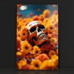 Szklany obraz Czaszka Kwiaty Santa Muerte Tatoo - obrazek 2