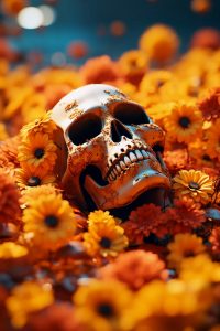 Szklany obraz Czaszka Kwiaty Santa Muerte Tatoo - obrazek 5