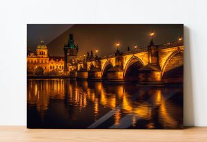 Szklany obraz Miasto nocą Most Rzeka Światła - obrazek 2