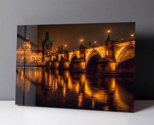 Szklany obraz Miasto nocą Most Rzeka Światła - obrazek 3