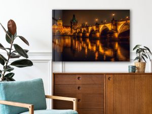 Szklany obraz Miasto nocą Most Rzeka Światła - obrazek 4